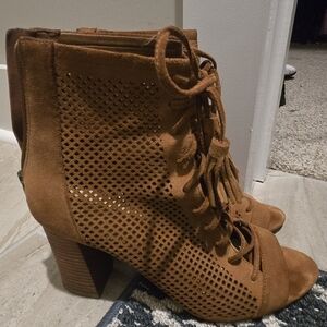 Marc Fisher Brown Lace-Up Ankle Boots